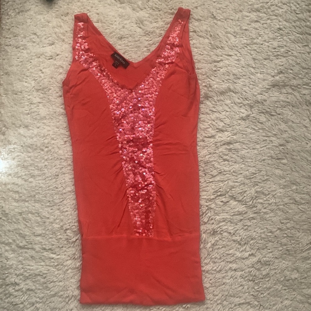 Y2K Salmon Sequin Tunic Top